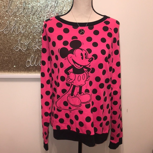 Disney Sweaters - NWT DISNEY Polka Dot Pink Mickey Mouse Pullover